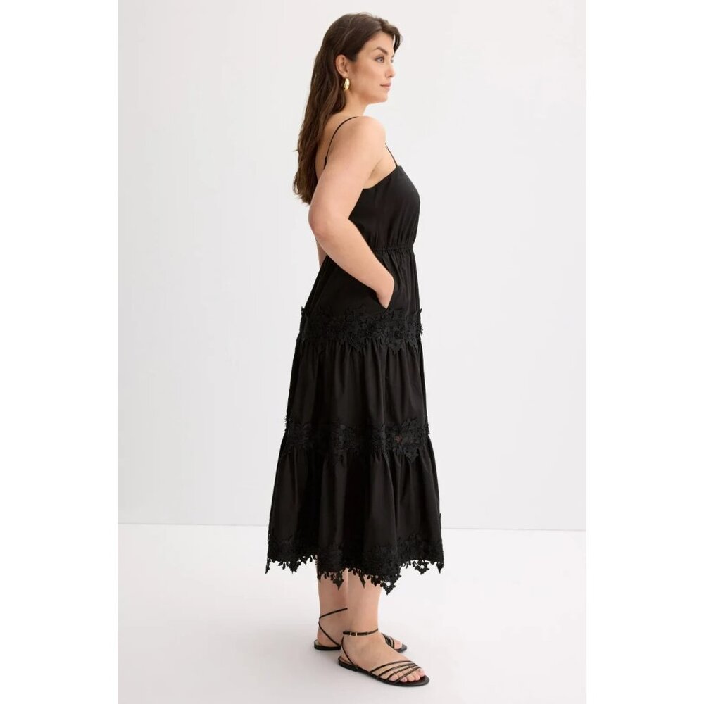 Jason Wu Lace Tiered Cotton Eyelet Midi Dress – Size L (Retail $410) - Picture 5 of 15